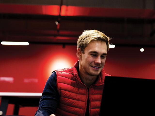 A student on a laptop