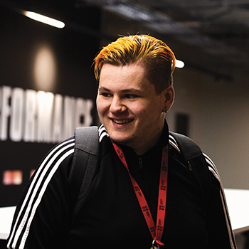 A young student smiling